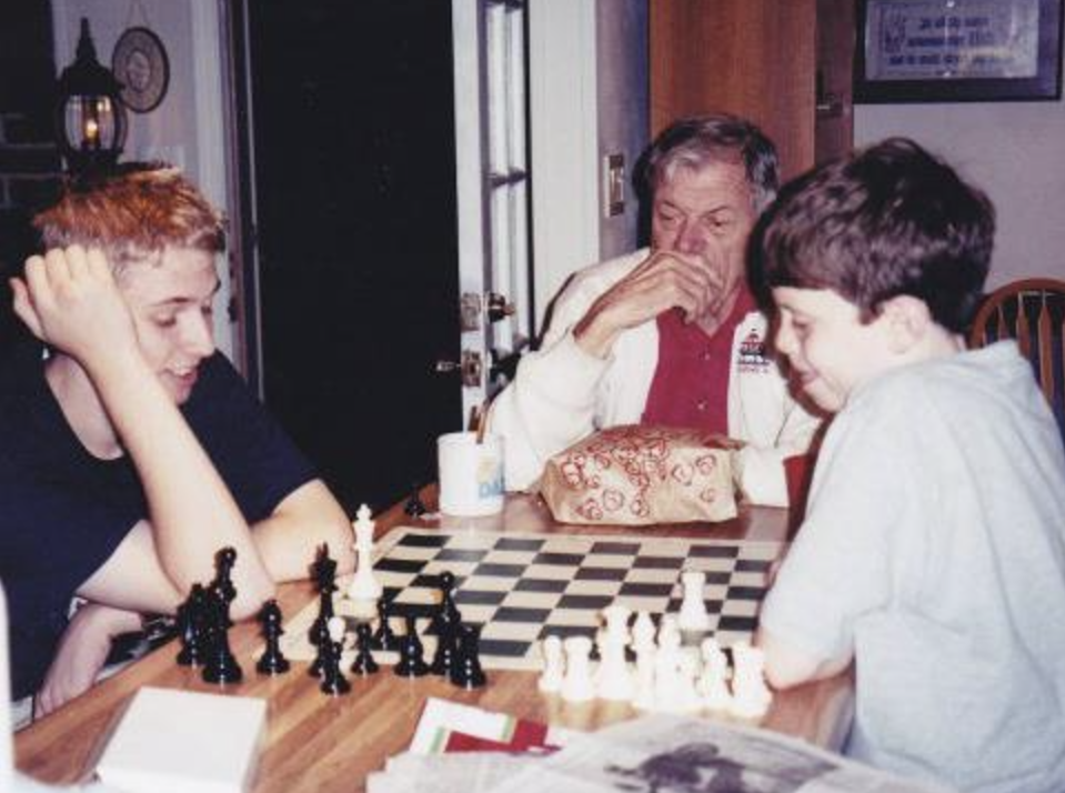 Young Jim with grandpa and cousin