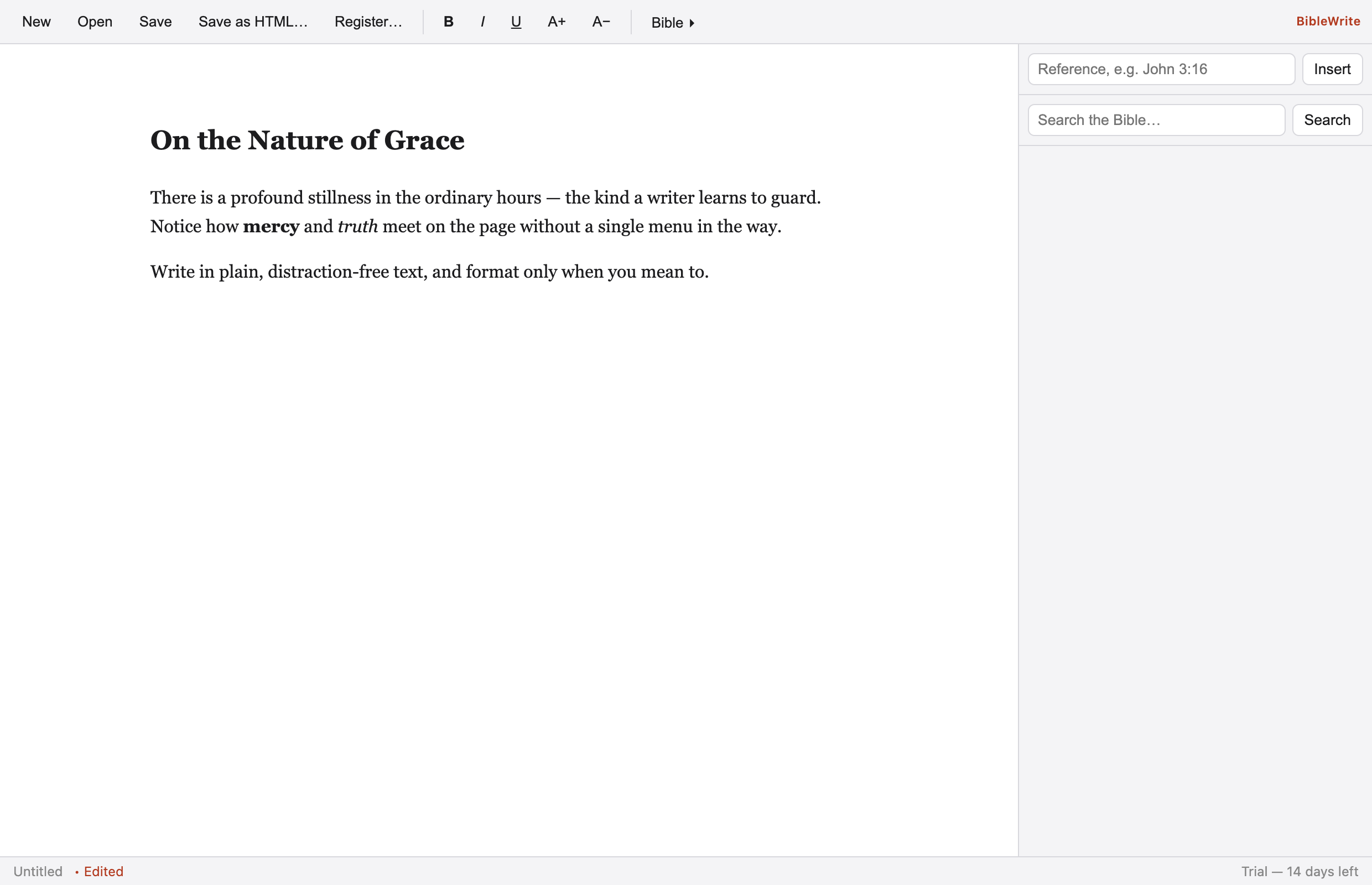 Distraction-free writing