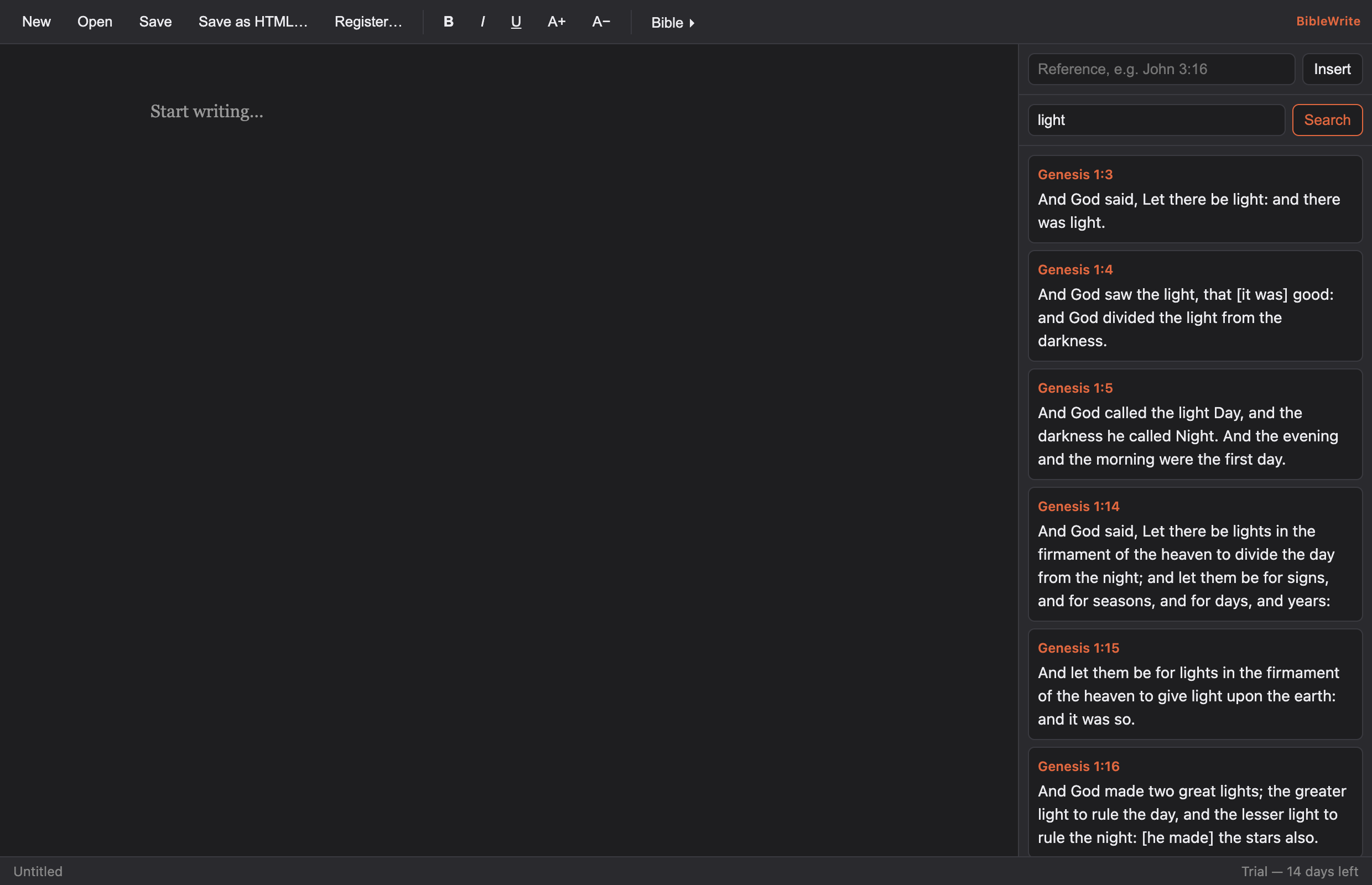 Scripture in dark mode