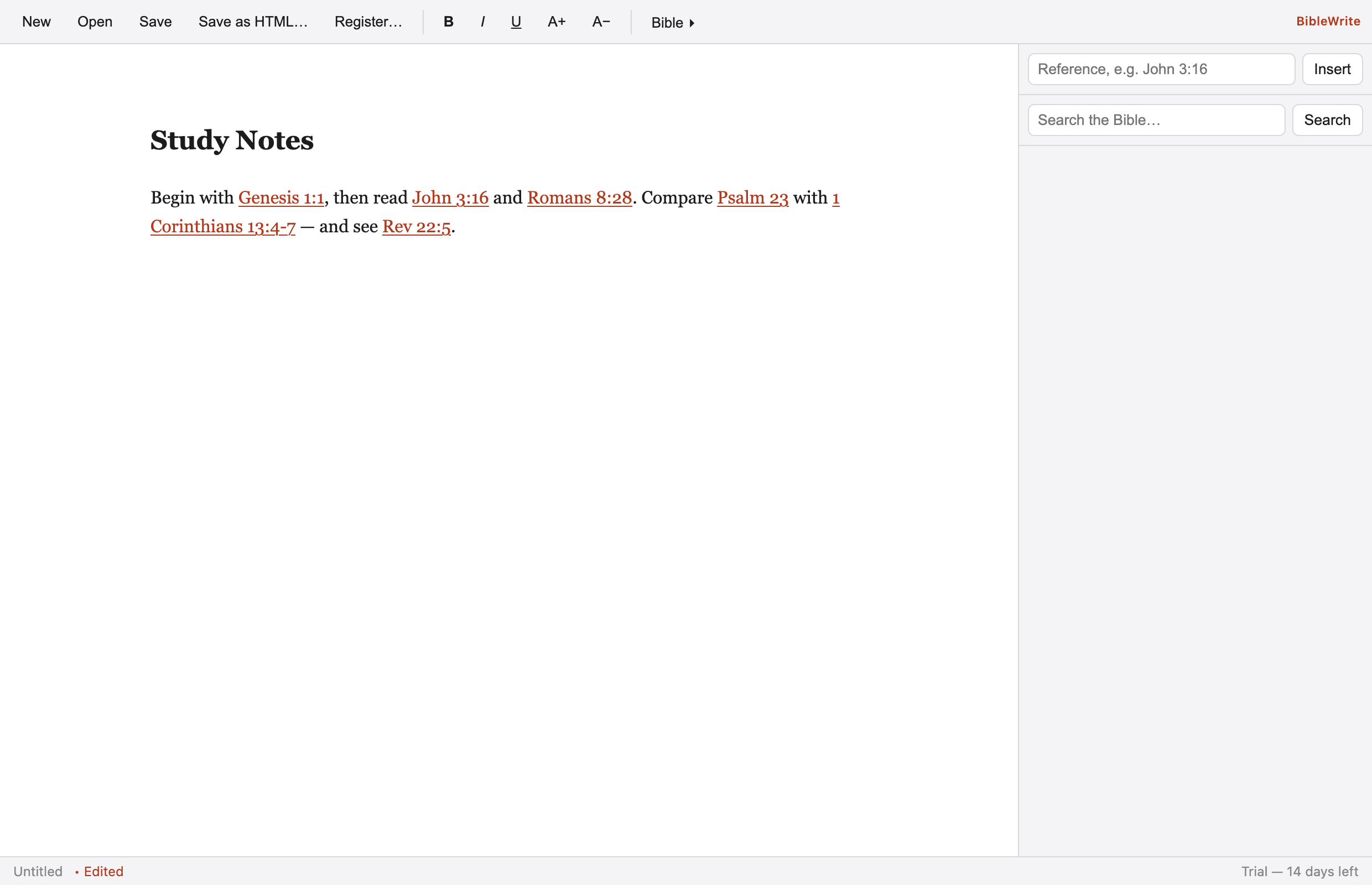 References underline as you type