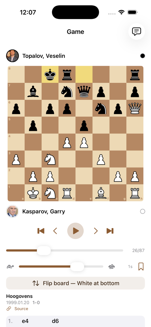 Replay any game move by move