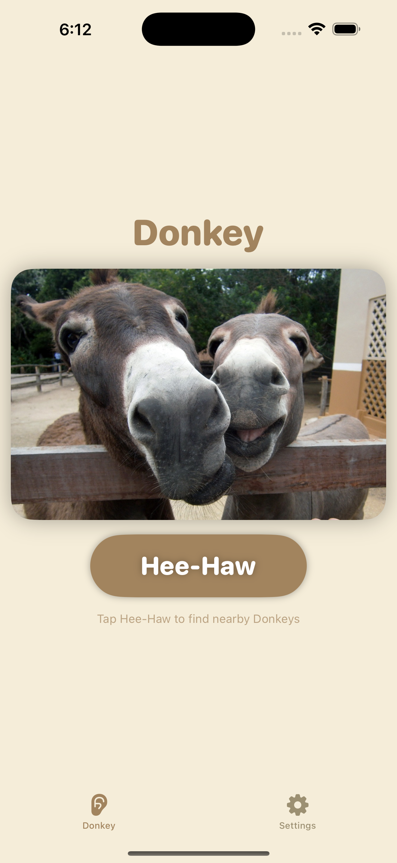 Donkey screen on iPhone