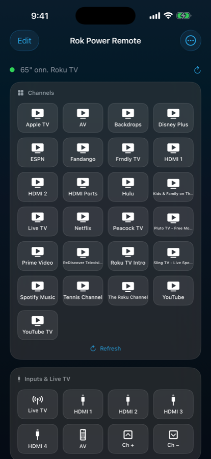Channels read straight off the TV